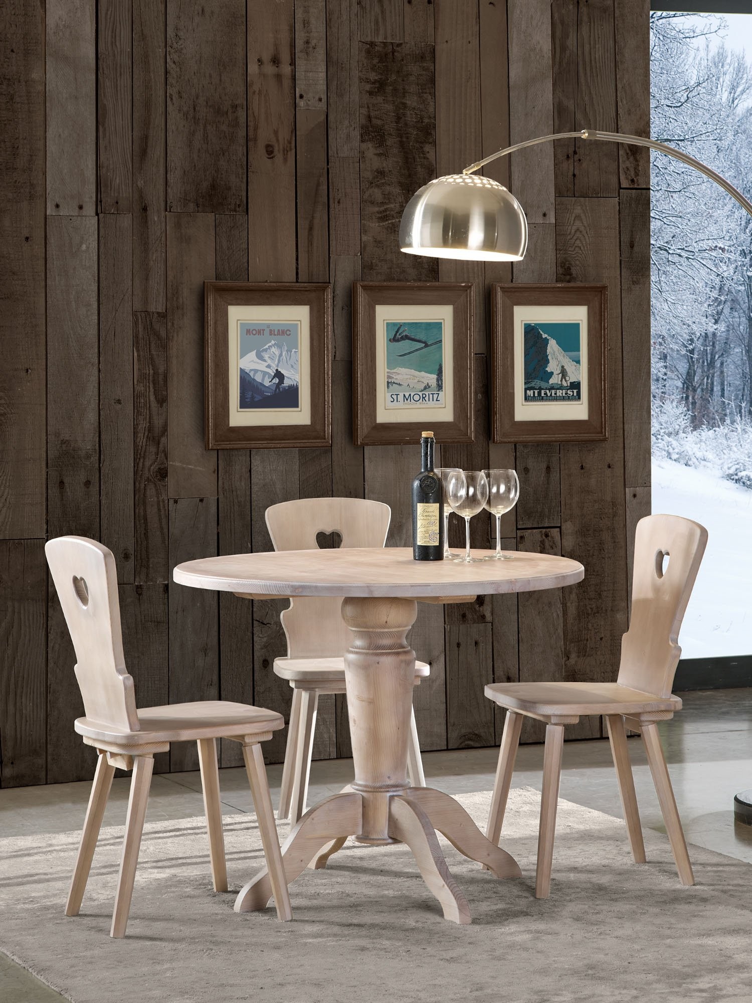 Tavolo rotondo massello di abete