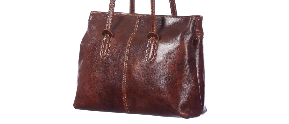 Borsa a spalla da donna in vera pelle MINA MAXI, colore MARRONE, CHIAROSCURO, Made in Italy